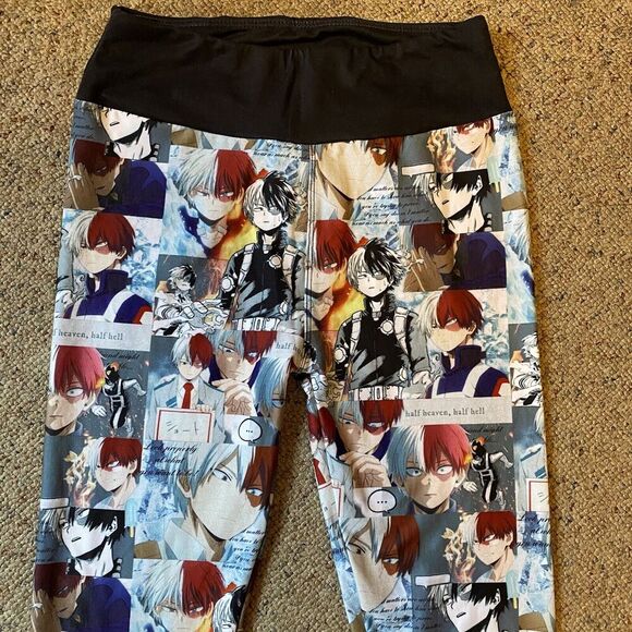 Girl Pull On Leggings Size S Anime Cartoon Print Stretch Casual Emo Active Pants - Picture 1 of 7